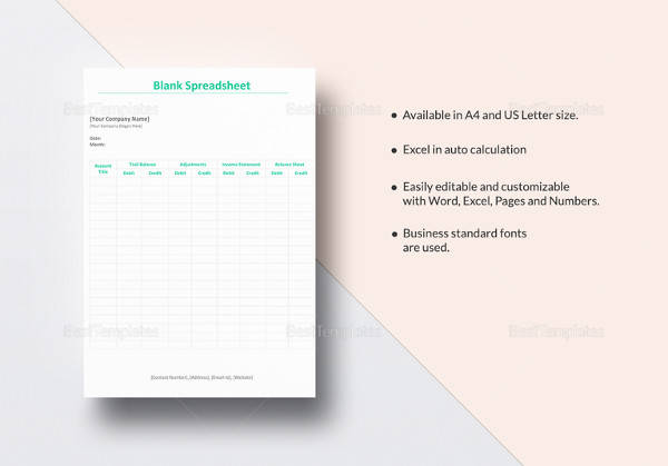 blank spreadsheet template in ms word