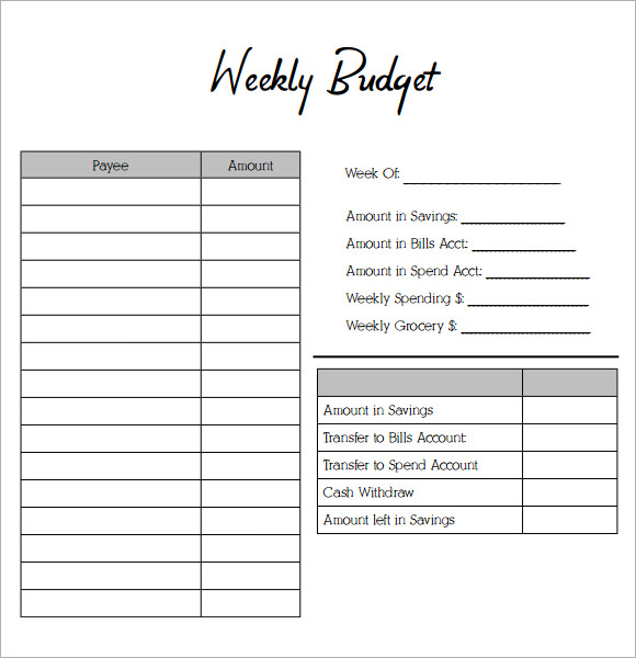 weekly budget planner template