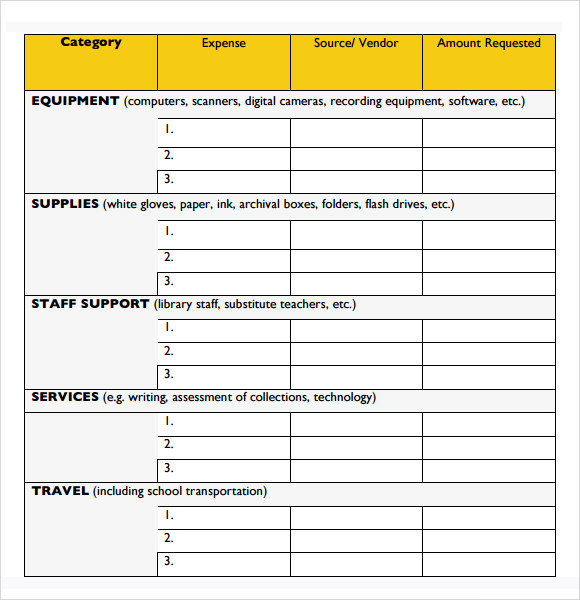 budget pan template pdf