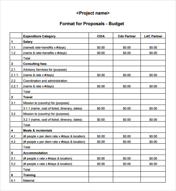 budget proposal format