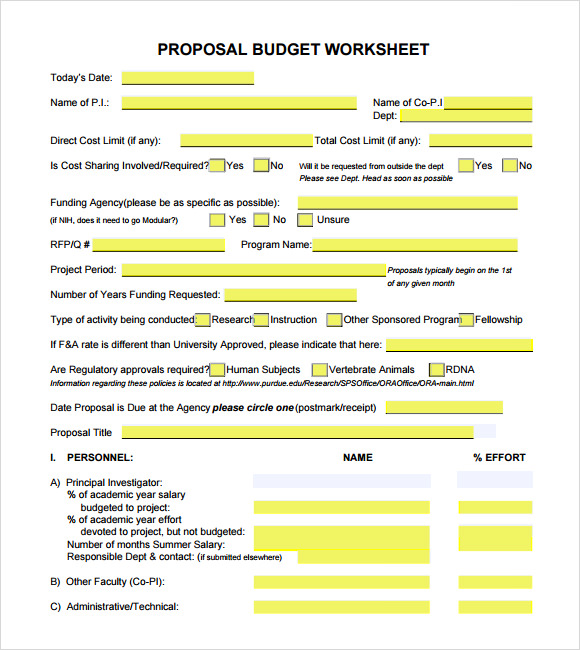 budget proposal worksheet