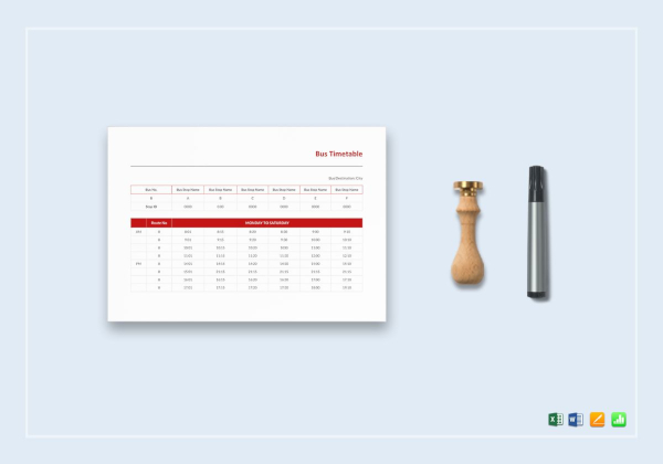 bus timetable template