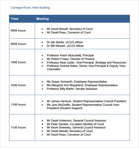 Travel Schedule Template Excel