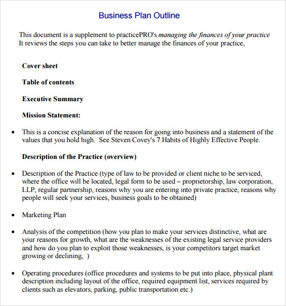 business plan outline download