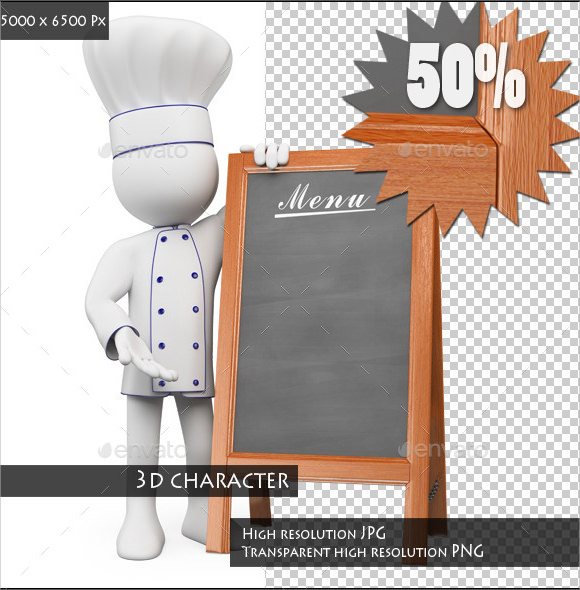 chef with a blank menu template