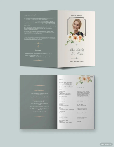 classic funeral program bi fold brochure template