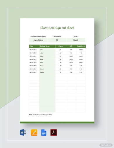 classroom sign out sheet template1