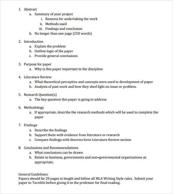 template outline for a research paper