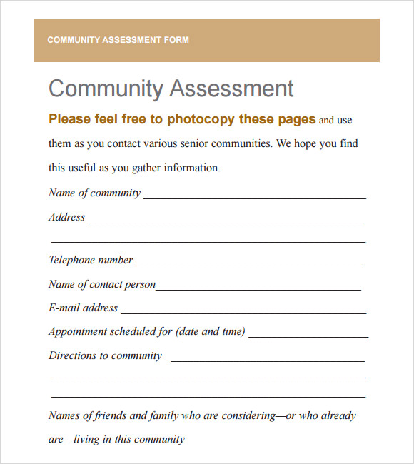 community assessment form