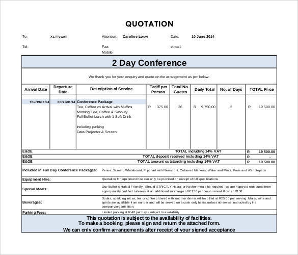 conference quotation template