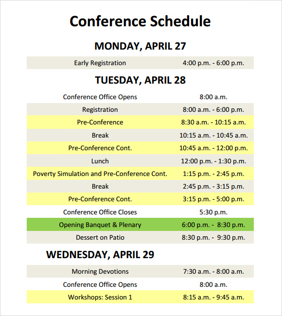 conference schedule template