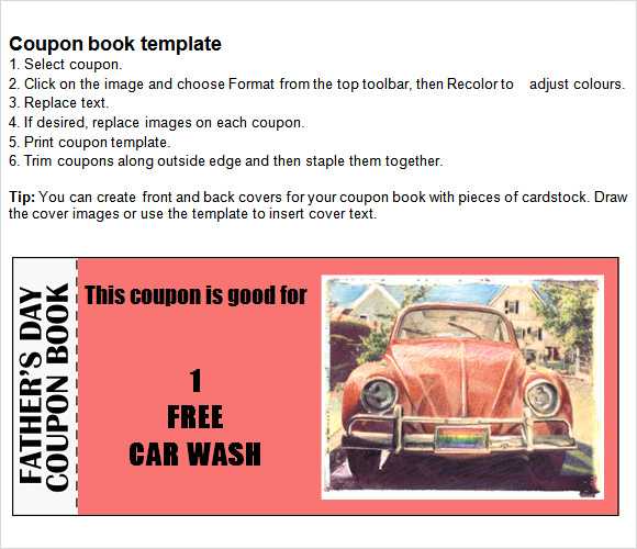 coupon book template word
