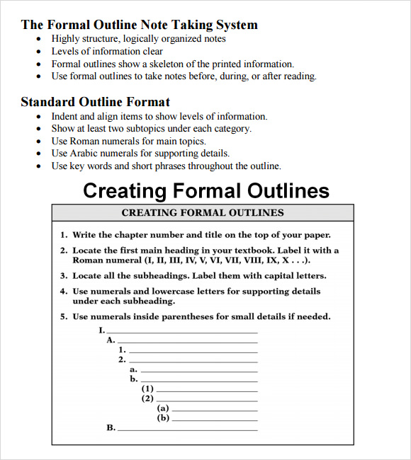 7 Sample Formal Outline Templates to Download for Free Sample Templates