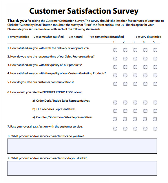 customer satisfaction survey sample