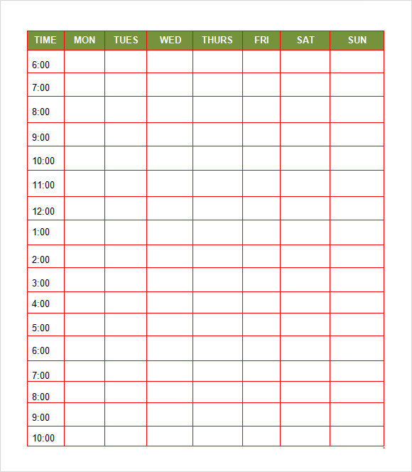 work daily planner template