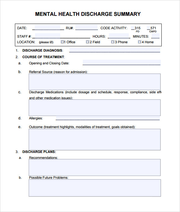 FREE 7 Sample Discharge Summary Templates In PDF MS Word