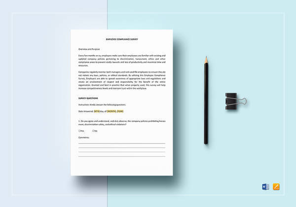 easy to edit employee compliance survey template