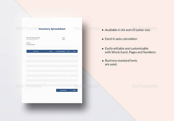 apple numbers templates inventory