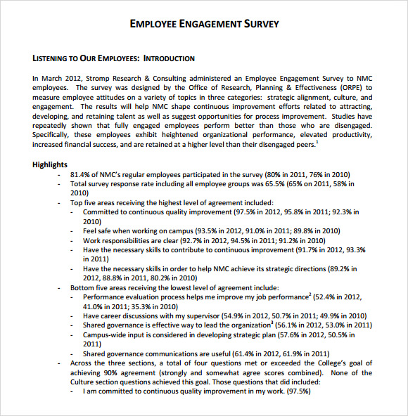 Employee Engagement Survey Example