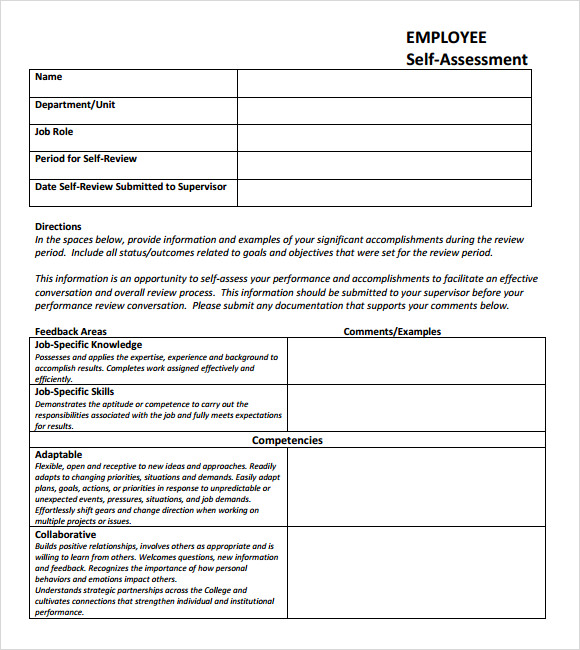 Personal Evaluation Template Personal Evaluation Template