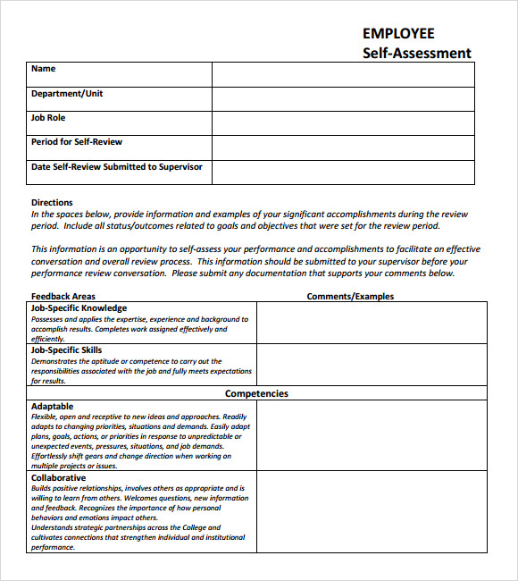 7-self-assessment-samples-sample-templates