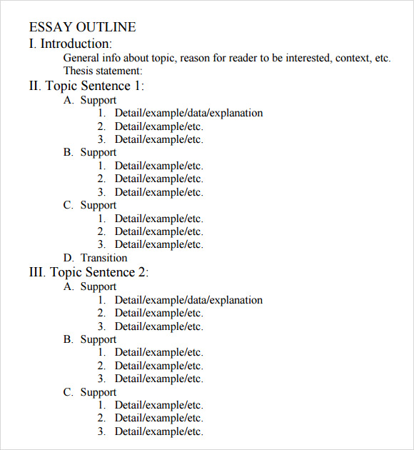 Paragraph essay outline template