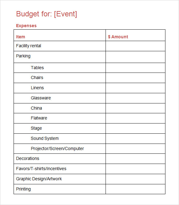 7 Event Budget Templates Sample Templates