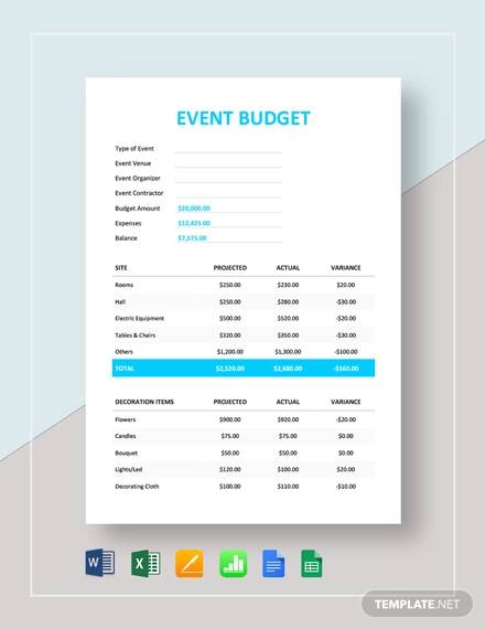 event planner budget template