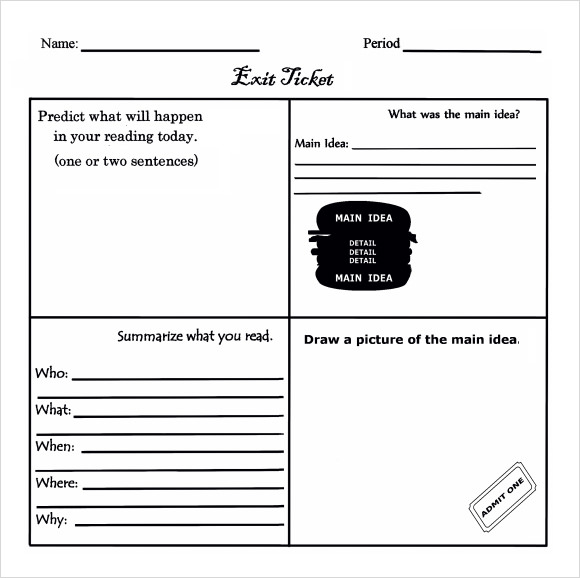 exit ticket template pdf