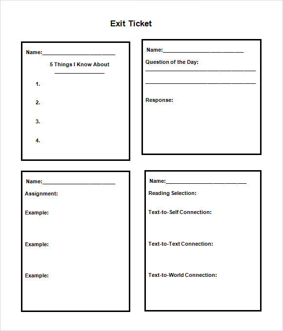 exit ticket template word