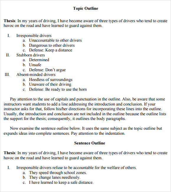 formal outline example