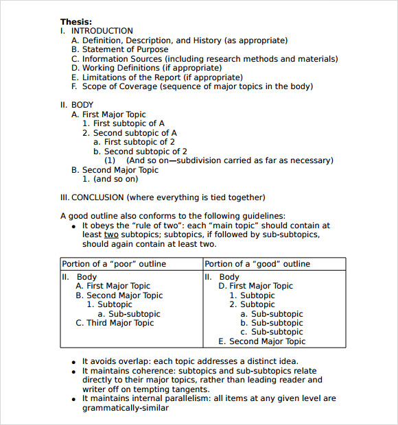 formal outline sample