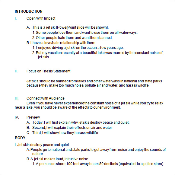 formal outline template word