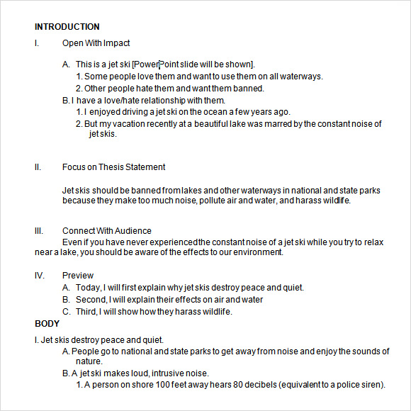 formal outline example