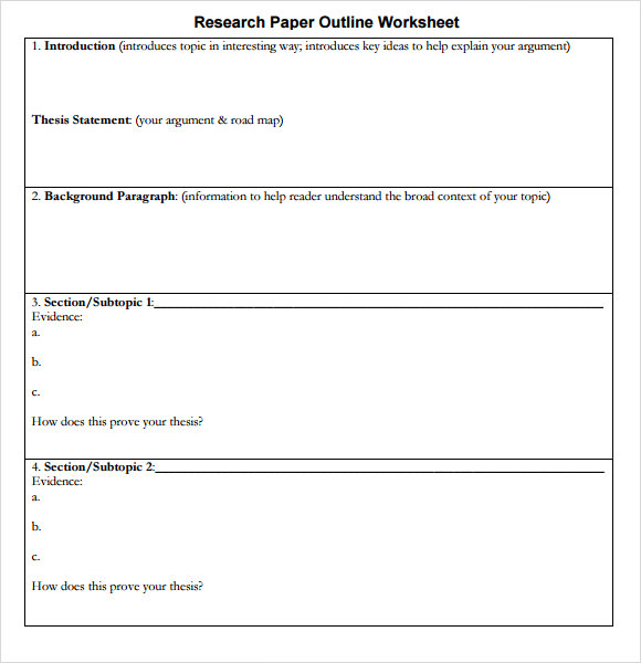 formal outline template for research paper