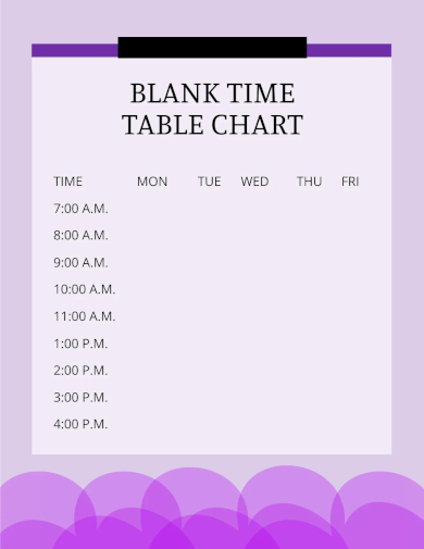 free blank time table chart template