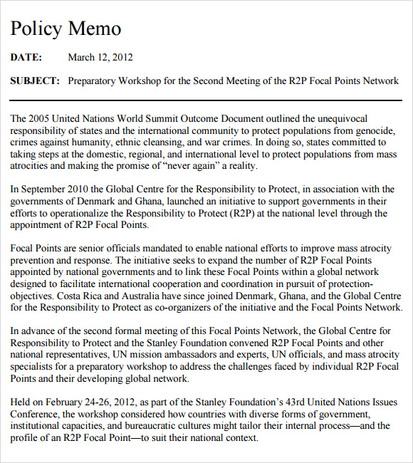 policy memo format