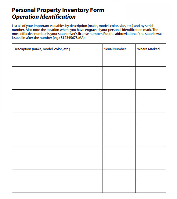 home inventory worksheet