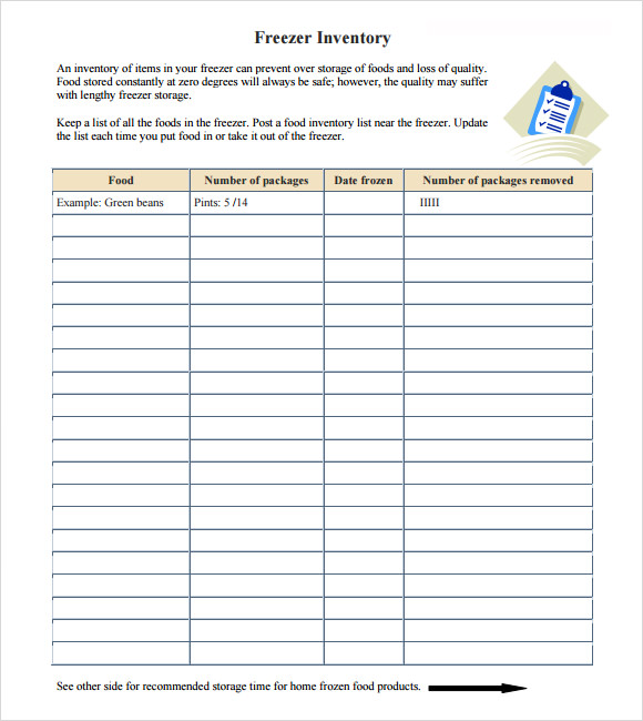 freezer inventory template