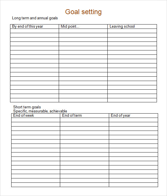 FREE 17+ Sample Goal Setting Templates in PDF MS Word