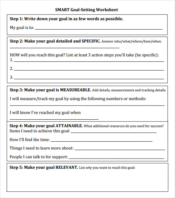 goal setting worksheet