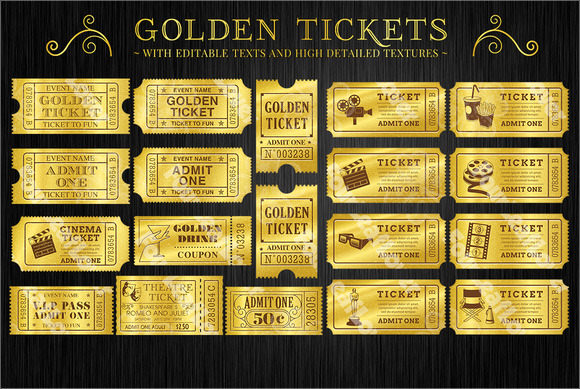 golden movie ticket template