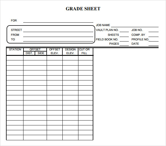 grade sheet template