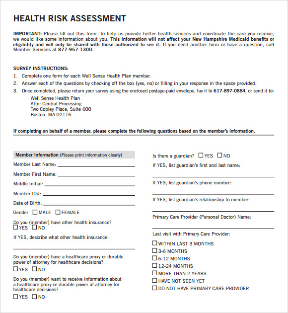 health risk assessment form3