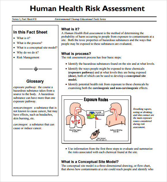 human health risk assessment template