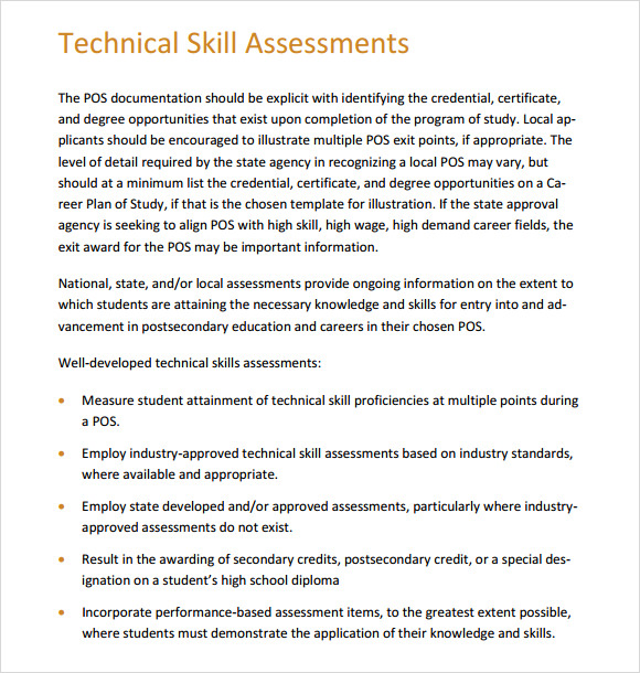 it technical skills assessment template