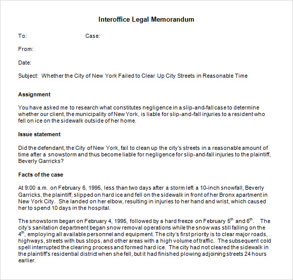 interoffice legal memo template