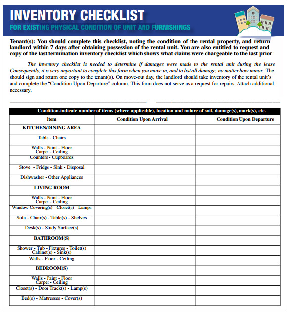 inventory checklist template download