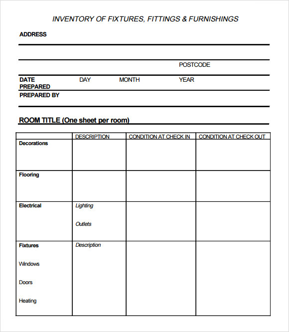 inventory list template for landlords