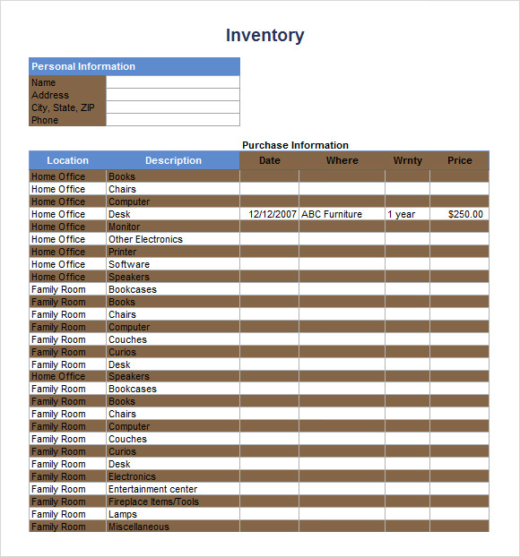 inventory spreadsheet template for excel